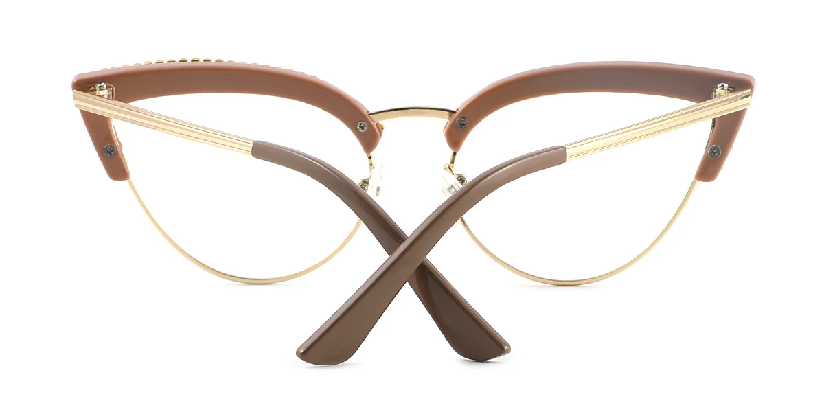 Brown Cateye Gorgeous Rhinestone Custom Engraving Eyeglasses | WhereLight