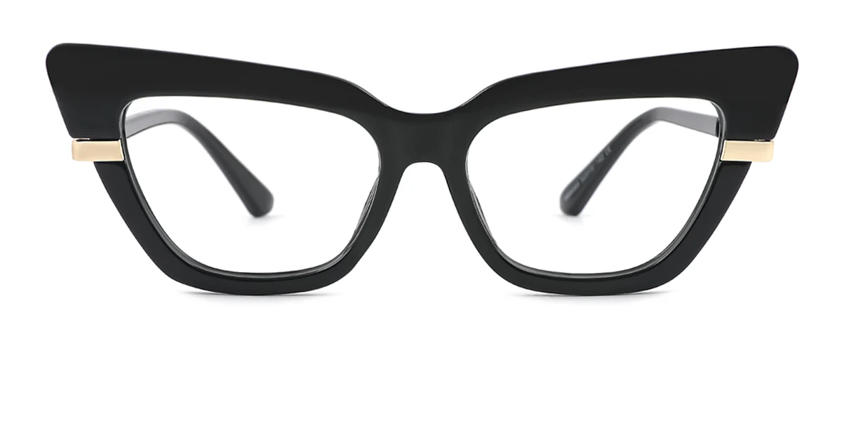 Black Cateye Rectangle Retro Unique Gorgeous Custom Engraving Eyeglasses | WhereLight