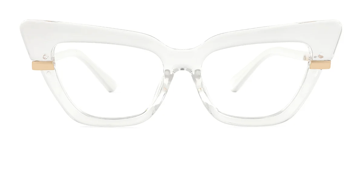 Clear Cateye Rectangle Retro Unique Gorgeous Custom Engraving Eyeglasses | WhereLight