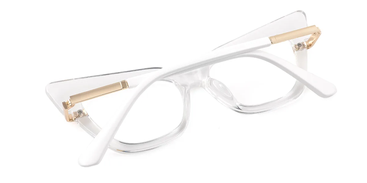 Clear Cateye Rectangle Retro Unique Gorgeous Custom Engraving Eyeglasses | WhereLight