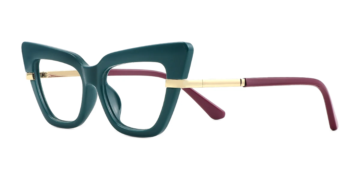 Green Cateye Rectangle Retro Unique Gorgeous Custom Engraving Eyeglasses | WhereLight