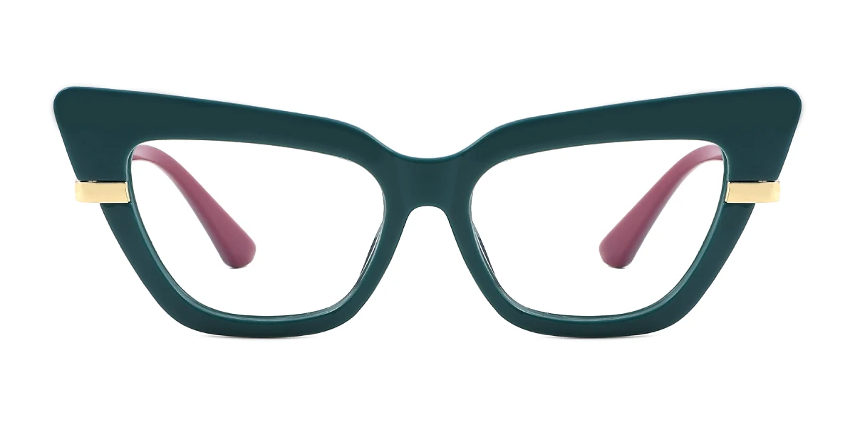 Green Cateye Rectangle Retro Unique Gorgeous Custom Engraving Eyeglasses | WhereLight