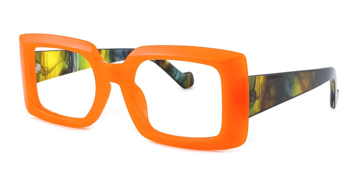 Orange Rectangle Gorgeous  Eyeglasses | WhereLight