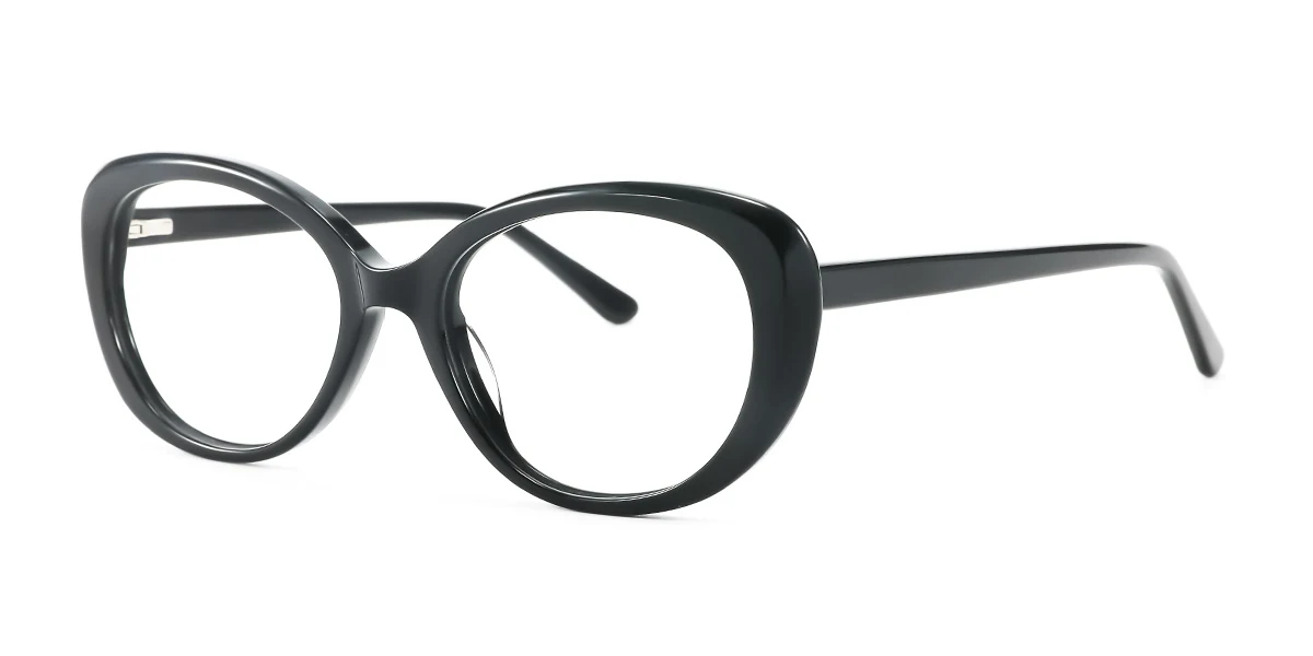 Black Oval Unique Spring Hinges Eyeglasses | WhereLight