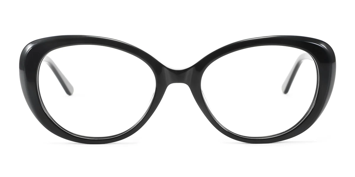 Black Oval Unique Spring Hinges Eyeglasses | WhereLight