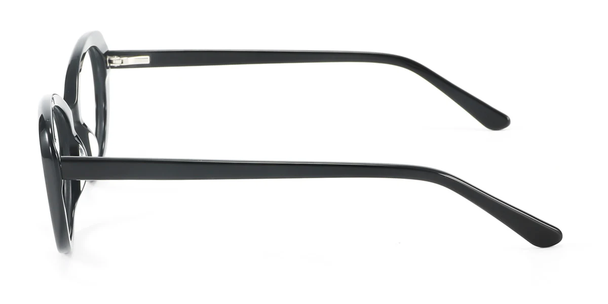 Black Oval Unique Spring Hinges Eyeglasses | WhereLight