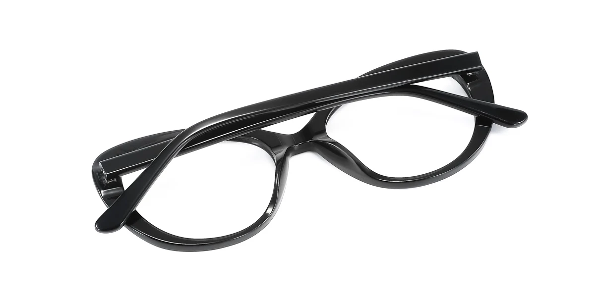 Black Oval Unique Spring Hinges Eyeglasses | WhereLight