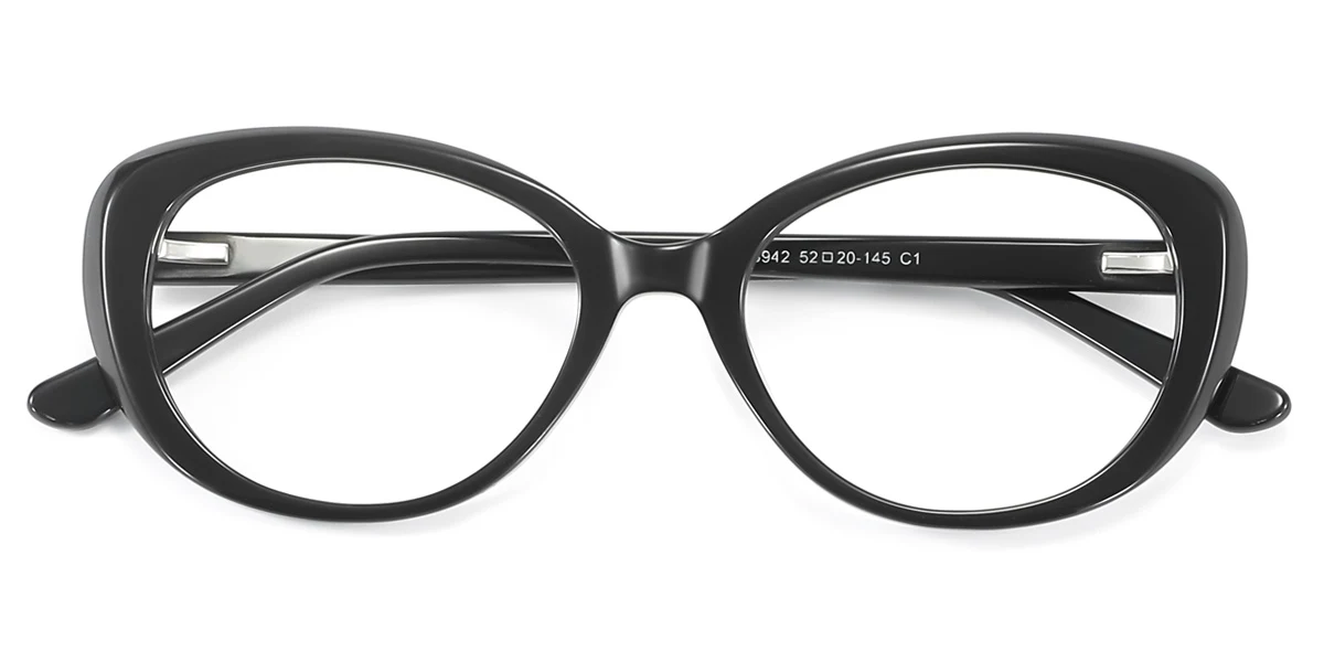 Black Oval Unique Spring Hinges Eyeglasses | WhereLight