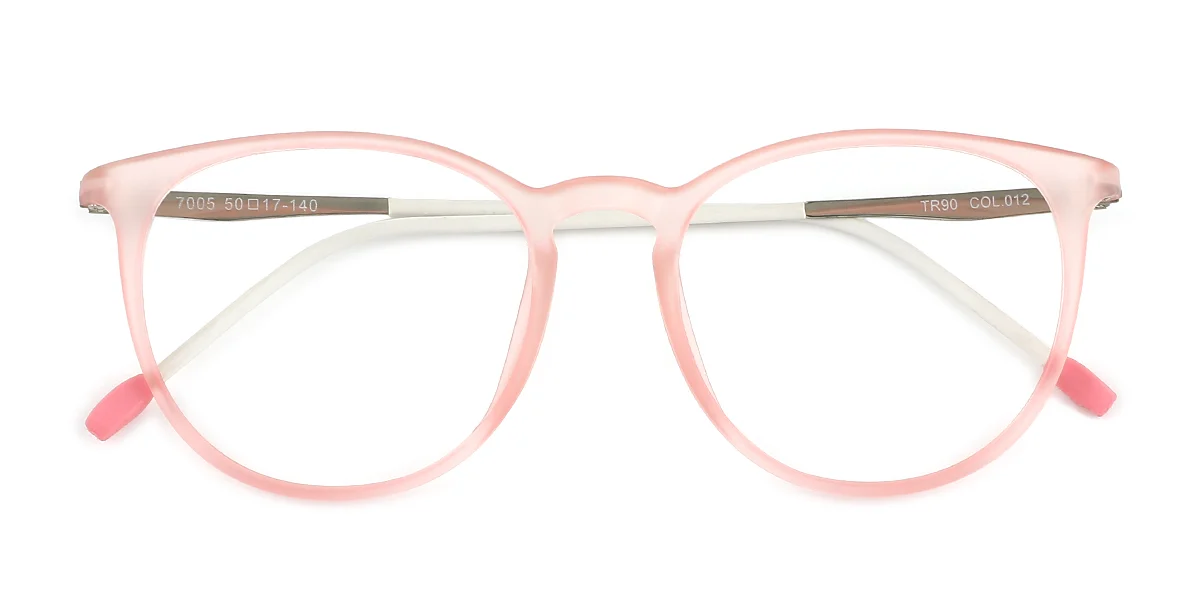 Pink Round Oval Simple Classic Super Light Eyeglasses | WhereLight
