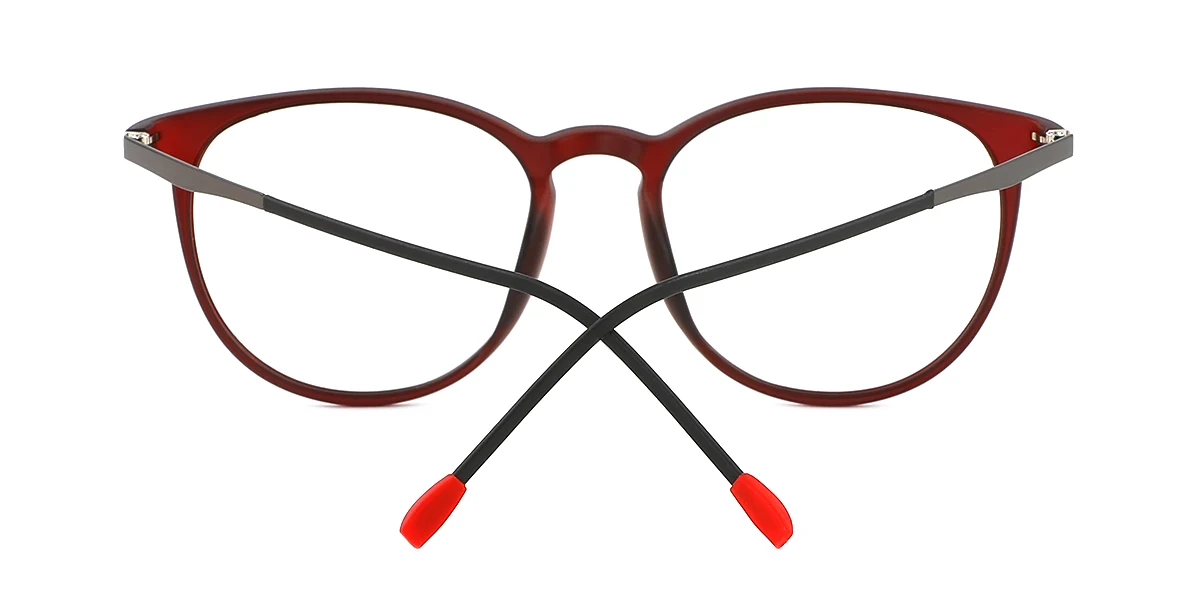 Red Round Oval Simple Classic Super Light Eyeglasses | WhereLight