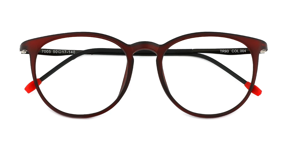 Red Round Oval Simple Classic Super Light Eyeglasses | WhereLight