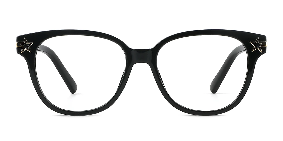 Black Round Oval Simple Custom Engraving Eyeglasses | WhereLight