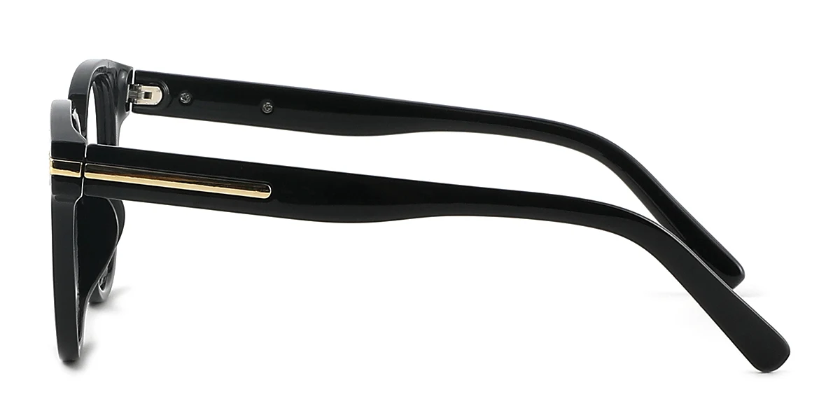 Black Round Oval Simple Custom Engraving Eyeglasses | WhereLight