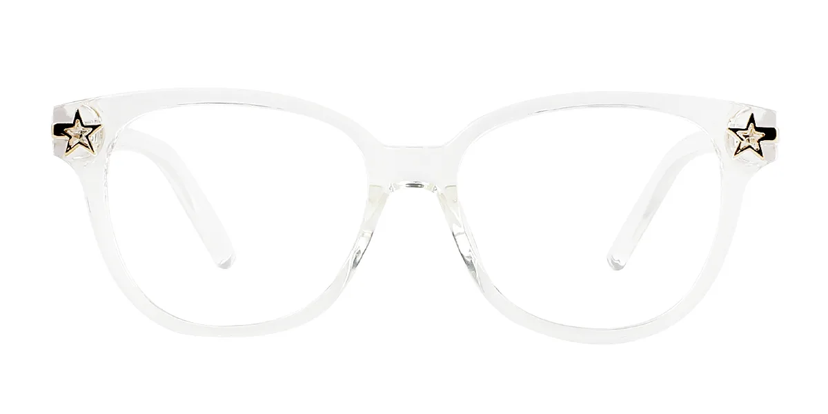 Clear Round Oval Simple Custom Engraving Eyeglasses | WhereLight