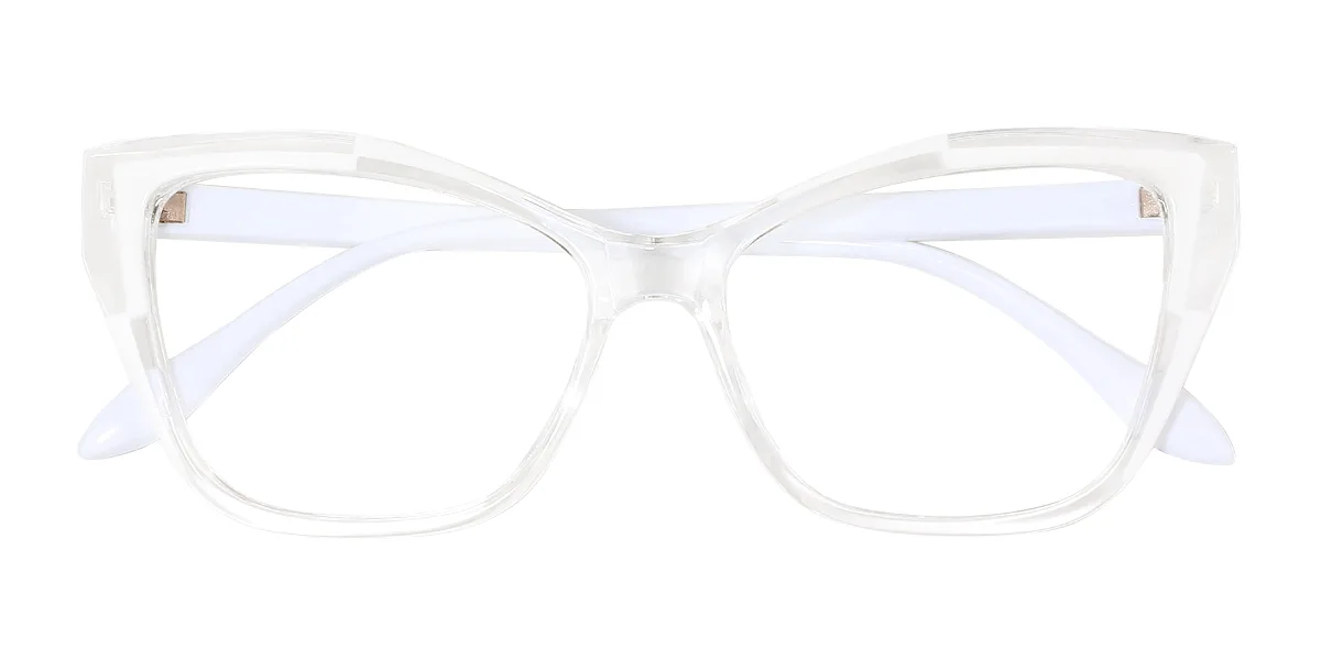 Clear Cateye Simple Custom Engraving Eyeglasses | WhereLight