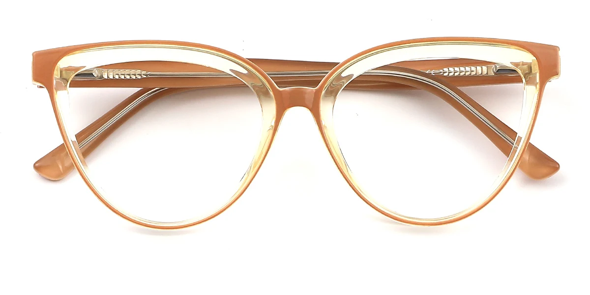 Brown Cateye Simple Custom Engraving Eyeglasses | WhereLight