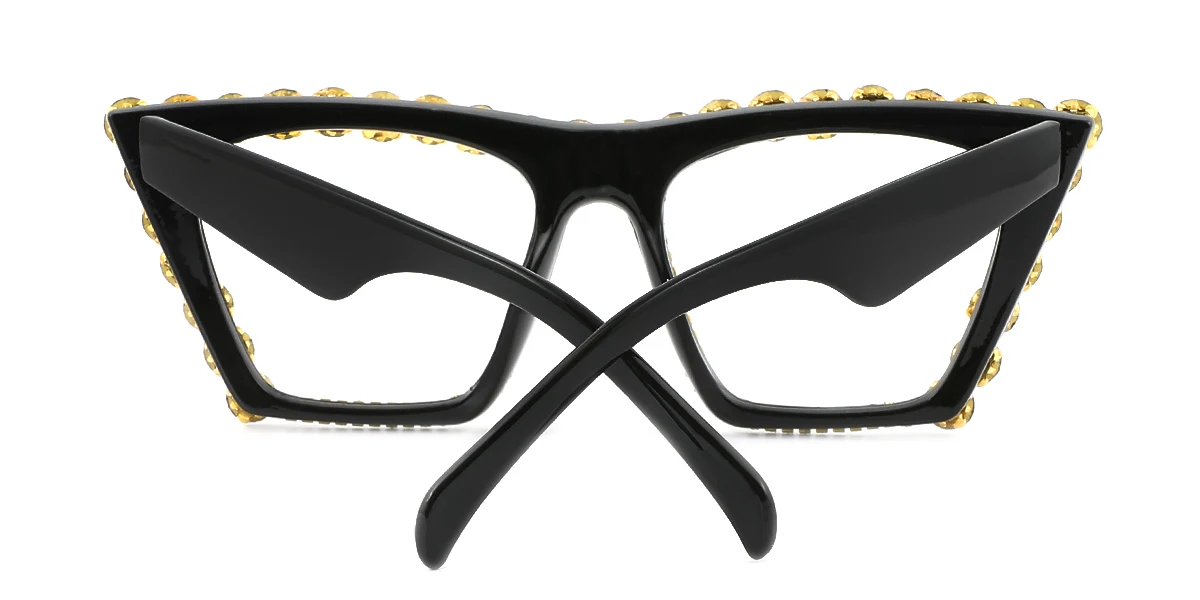 Black Cateye Rhinestone Custom Engraving Eyeglasses | WhereLight