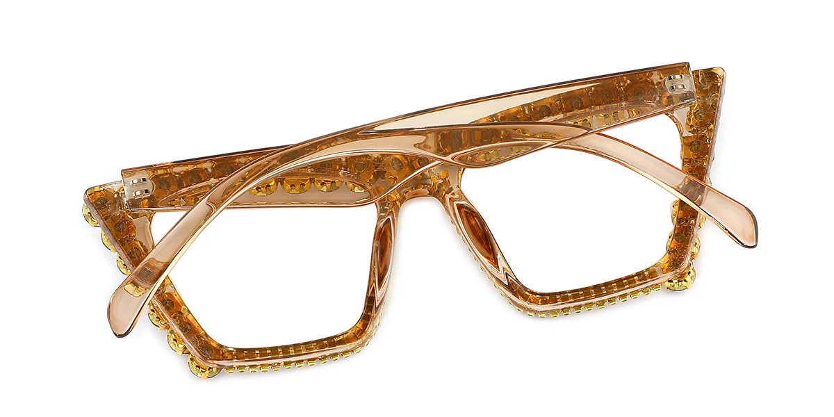 Brown Cateye Rhinestone Custom Engraving Eyeglasses | WhereLight