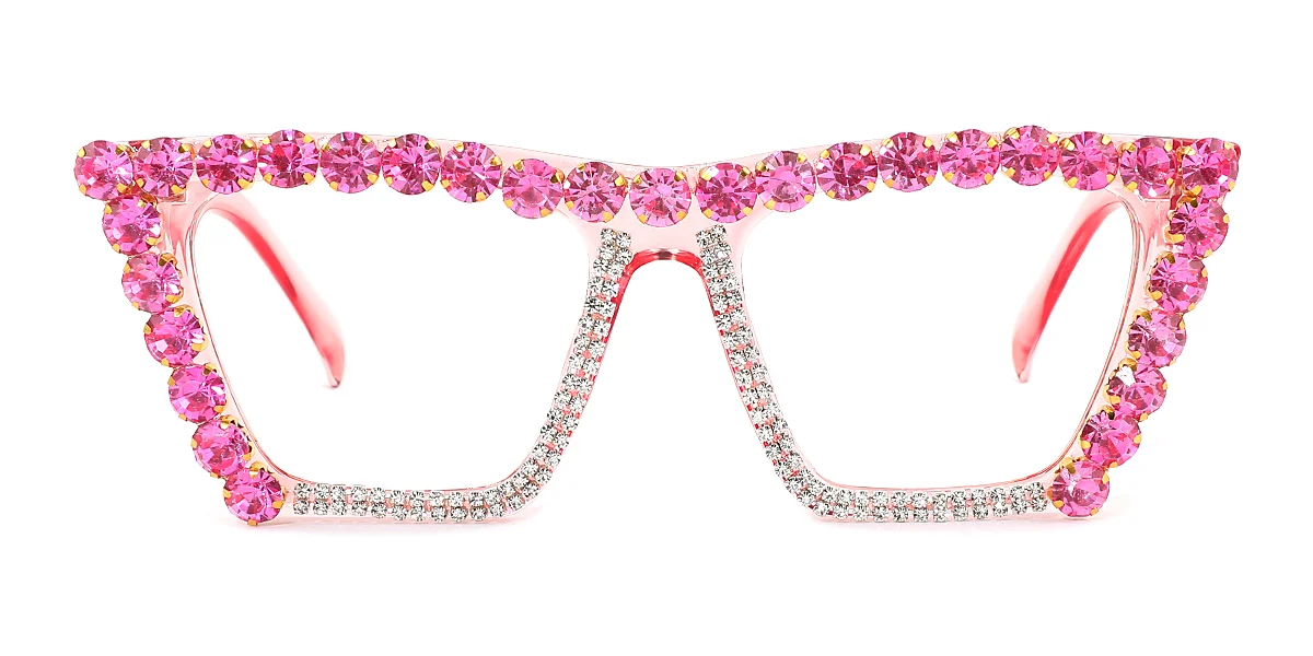 Pink Cateye Rhinestone Custom Engraving Eyeglasses | WhereLight
