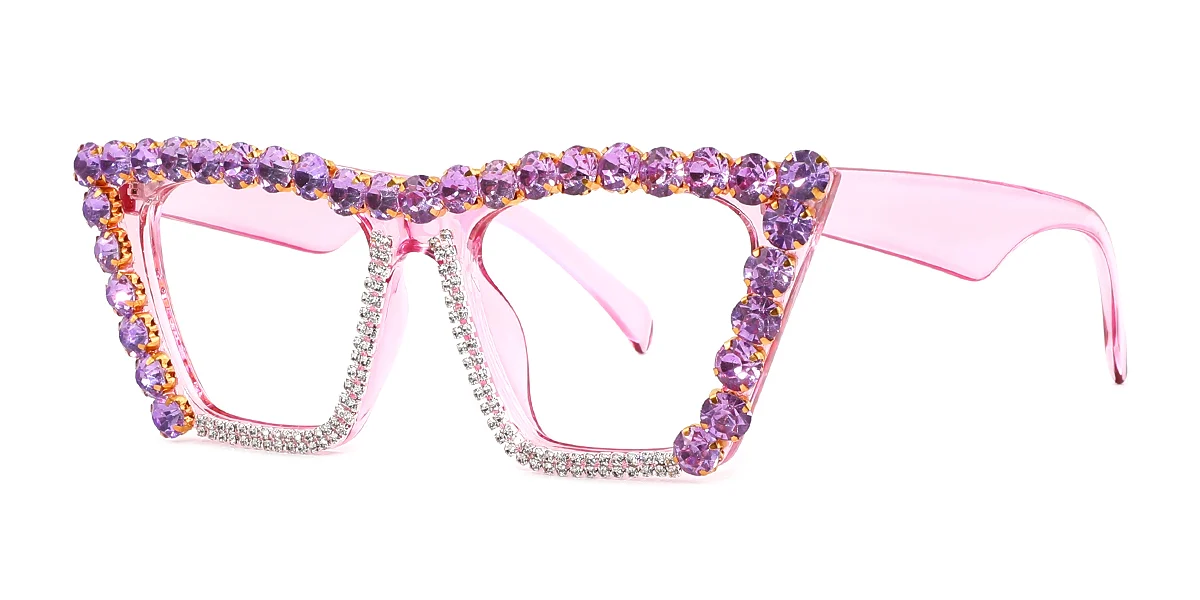 Purple Cateye Rhinestone Custom Engraving Eyeglasses | WhereLight
