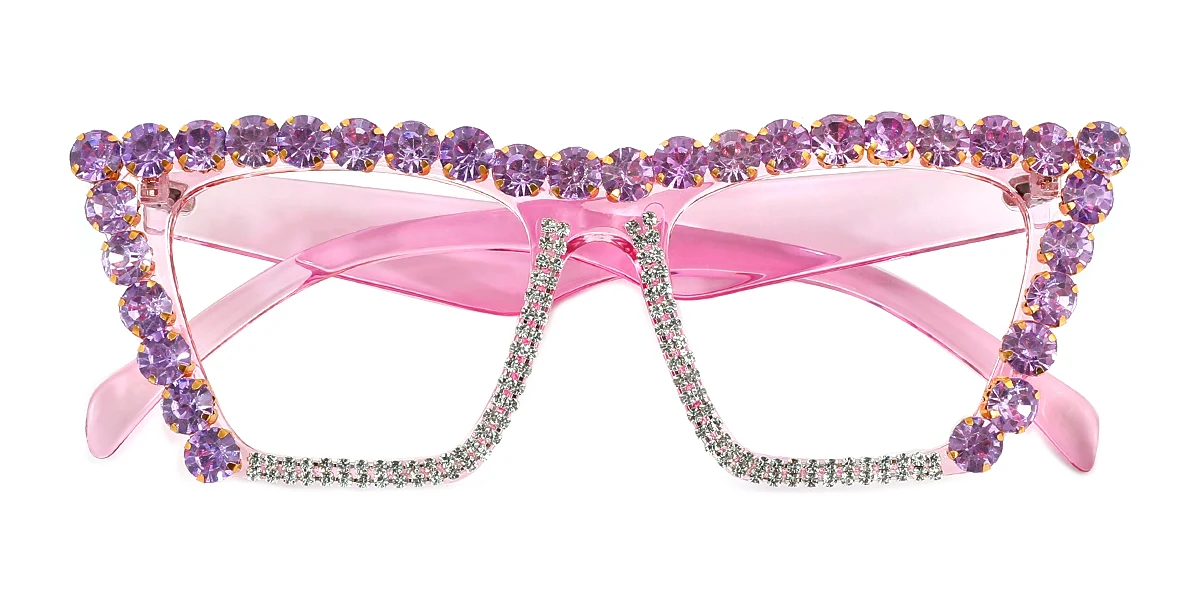 Purple Cateye Rhinestone Custom Engraving Eyeglasses | WhereLight