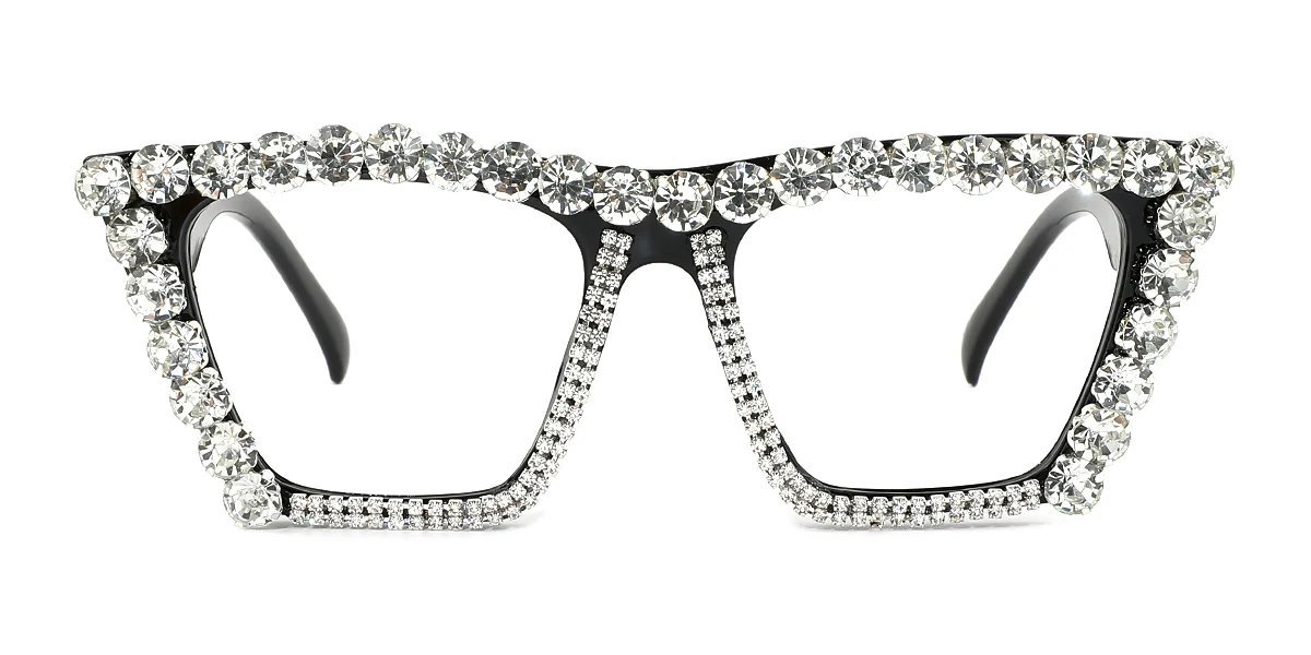 White Cateye Rhinestone Custom Engraving Eyeglasses | WhereLight
