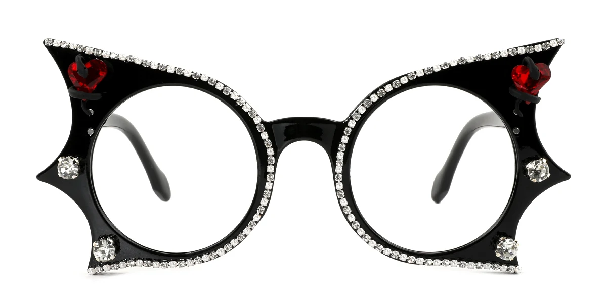 Black Butterfly Unique Gorgeous Rhinestone Custom Engraving Eyeglasses | WhereLight