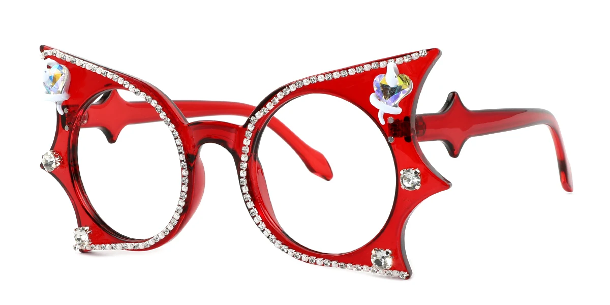 Red Butterfly Unique Gorgeous Rhinestone Custom Engraving Eyeglasses | WhereLight