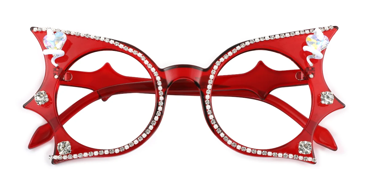 Red Butterfly Unique Gorgeous Rhinestone Custom Engraving Eyeglasses | WhereLight