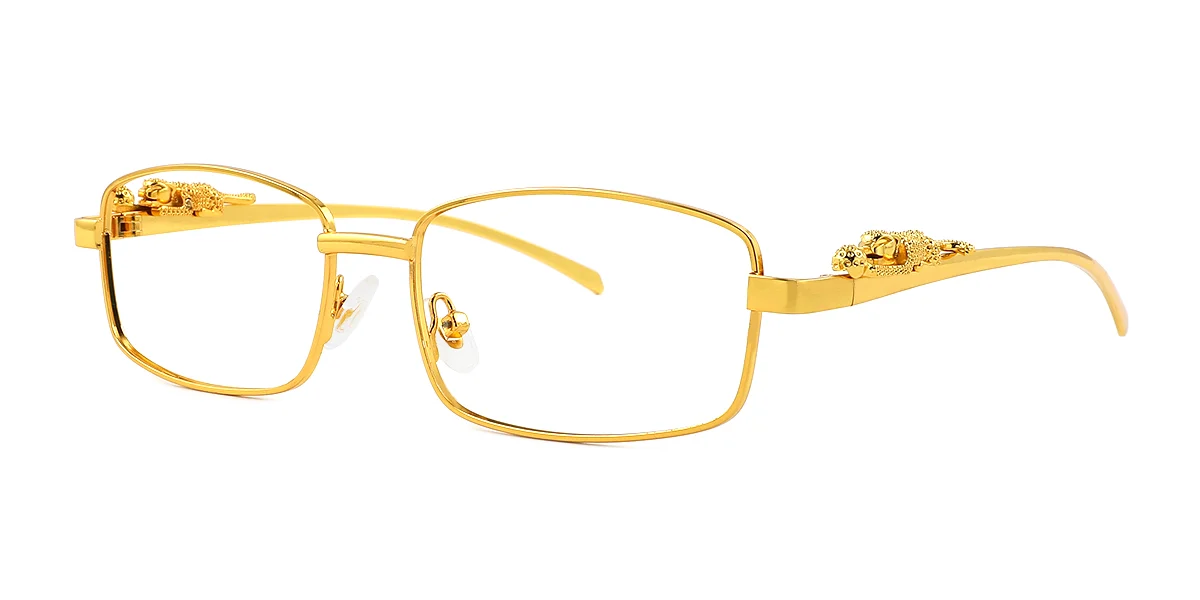 Gold Rectangle Business Custom Engraving Eyeglasses | WhereLight