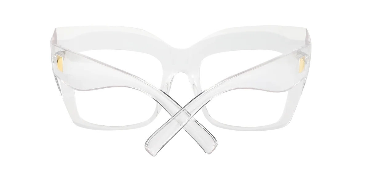 Clear Cateye Rectangle Unique Gorgeous Custom Engraving Eyeglasses | WhereLight