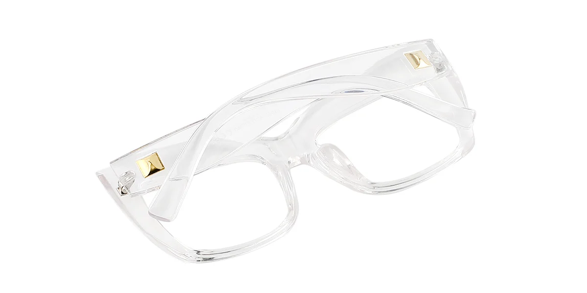 Clear Cateye Rectangle Unique Gorgeous Custom Engraving Eyeglasses | WhereLight