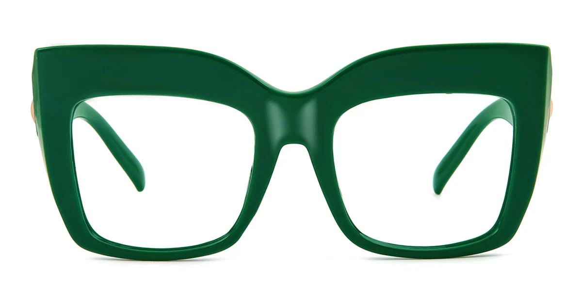 Green Cateye Rectangle Unique Gorgeous Custom Engraving Eyeglasses | WhereLight