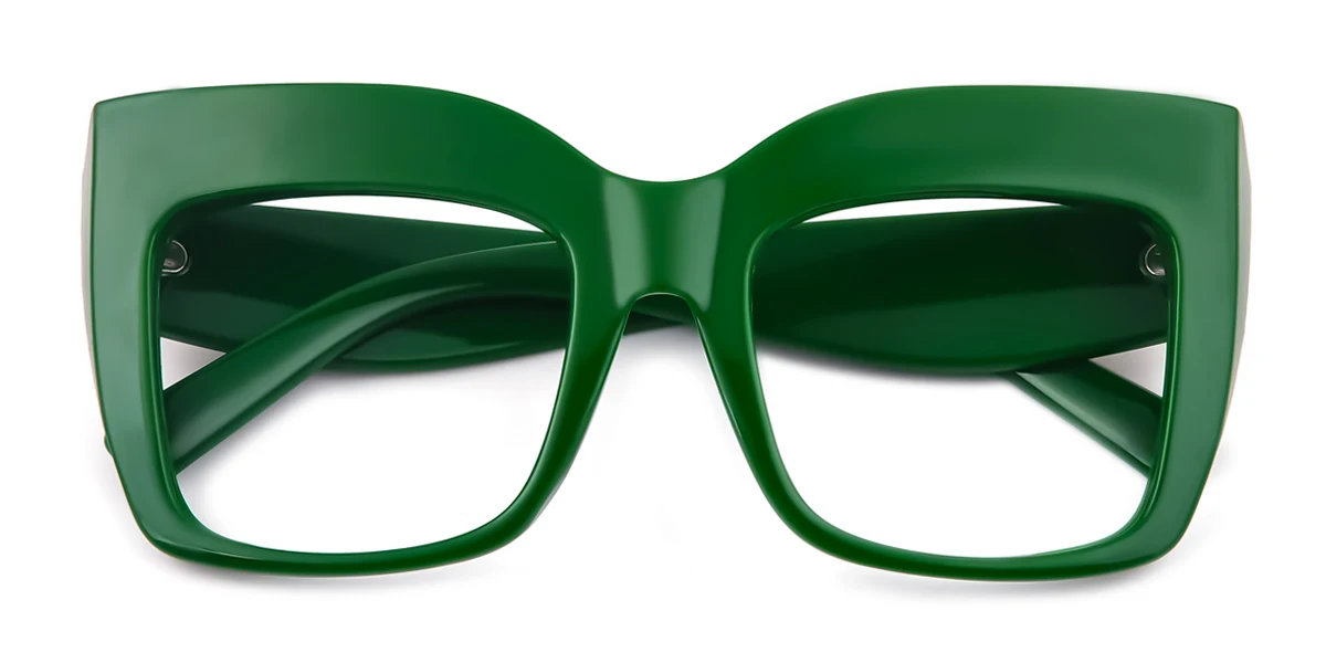 Green Cateye Rectangle Unique Gorgeous Custom Engraving Eyeglasses | WhereLight