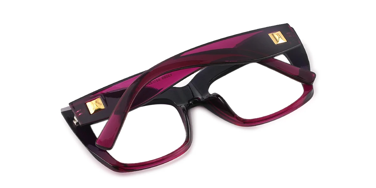 Purple Cateye Rectangle Unique Gorgeous Custom Engraving Eyeglasses | WhereLight