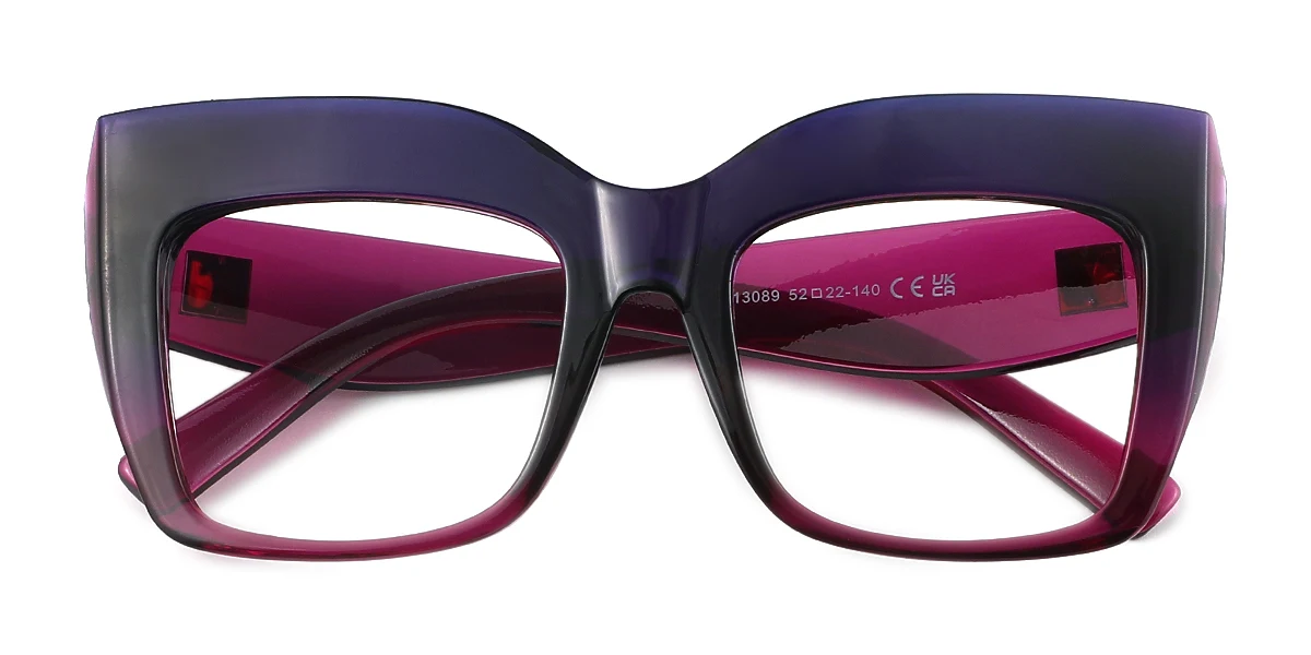 Purple Cateye Rectangle Unique Gorgeous Custom Engraving Eyeglasses | WhereLight