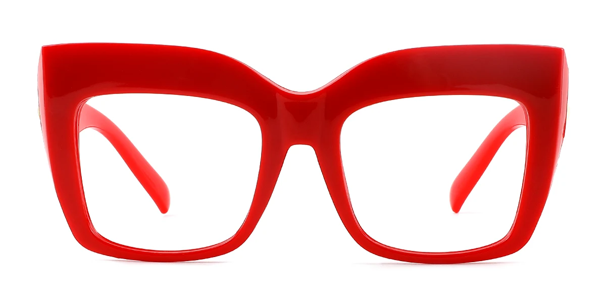 Red Cateye Rectangle Unique Gorgeous Custom Engraving Eyeglasses | WhereLight