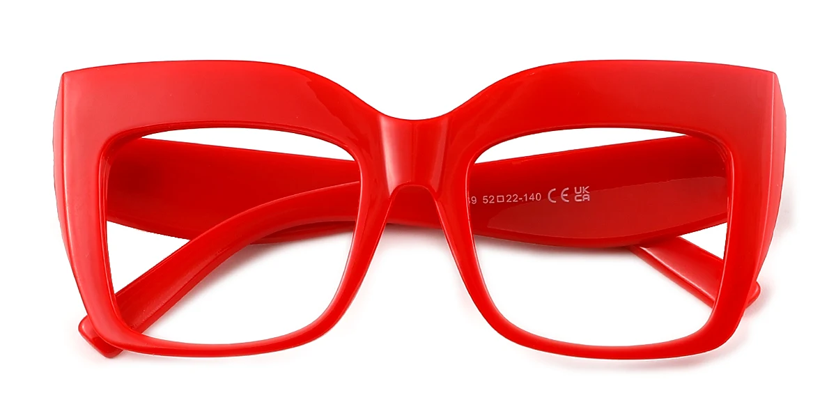 Red Cateye Rectangle Unique Gorgeous Custom Engraving Eyeglasses | WhereLight