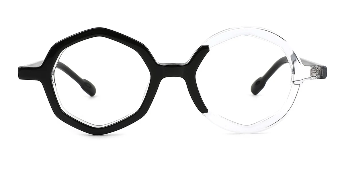 Black Round Geometric Irregular Classic Unique  Eyeglasses | WhereLight