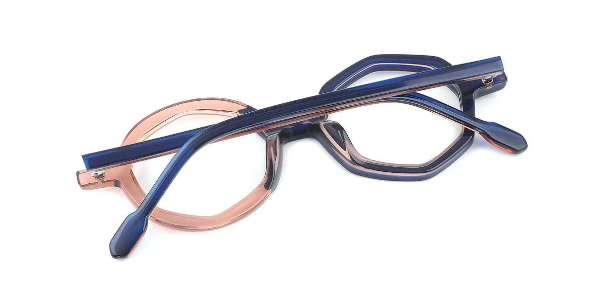 Blue Round Geometric Irregular Classic Unique  Eyeglasses | WhereLight