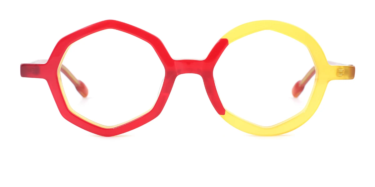 Red Round Geometric Irregular Classic Unique  Eyeglasses | WhereLight