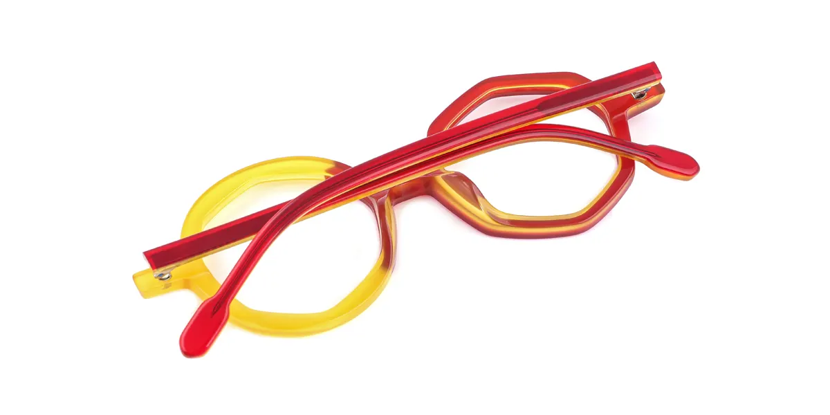 Red Round Geometric Irregular Classic Unique  Eyeglasses | WhereLight