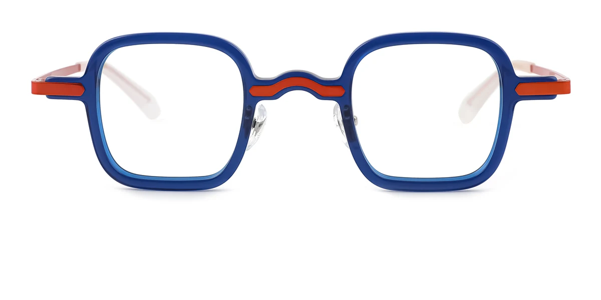 Blue Rectangle Simple Classic Retro Unique  Eyeglasses | WhereLight