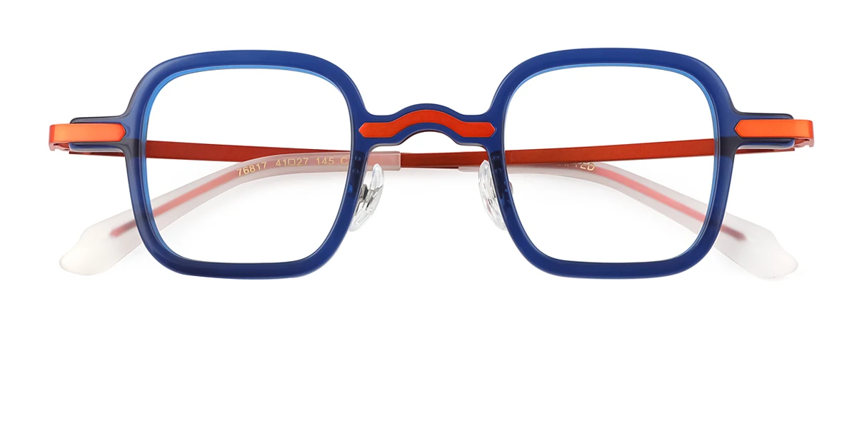 Blue Rectangle Simple Classic Retro Unique  Eyeglasses | WhereLight