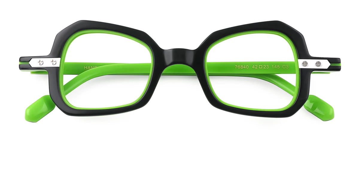 Green Geometric Irregular Retro Unique Gorgeous  Eyeglasses | WhereLight