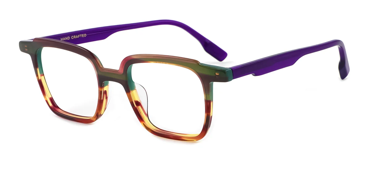 Green Rectangle Retro Gorgeous Floral Acetate  Eyeglasses | WhereLight