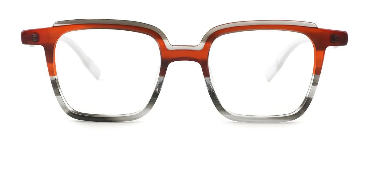 Orange Rectangle Retro Gorgeous Floral Acetate  Eyeglasses | WhereLight