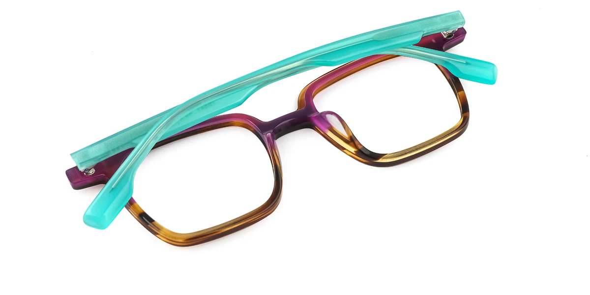 Purple Rectangle Retro Gorgeous Floral Acetate  Eyeglasses | WhereLight