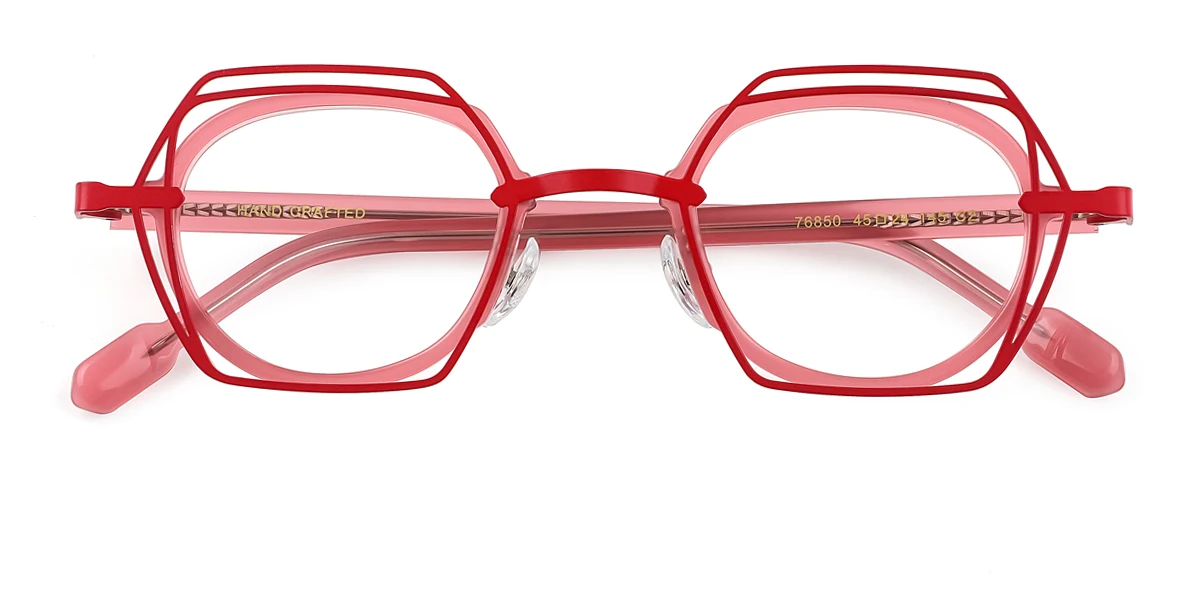 Red Oval Geometric Irregular Retro Unique Gorgeous  Eyeglasses | WhereLight