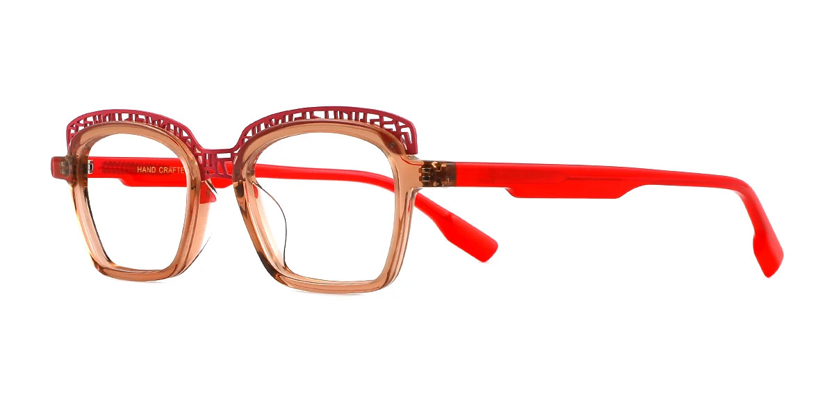 Brown Rectangle Simple  Eyeglasses | WhereLight